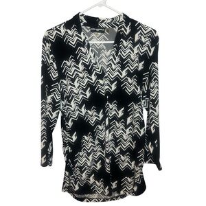 Karl Lagerfeld blouse shirt  black and White Geometric Patterned large